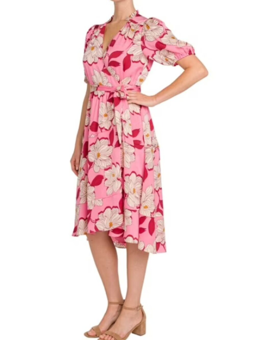 Draper James Pink Wrap Midi Dress Size Large NWT Flowy Feminine